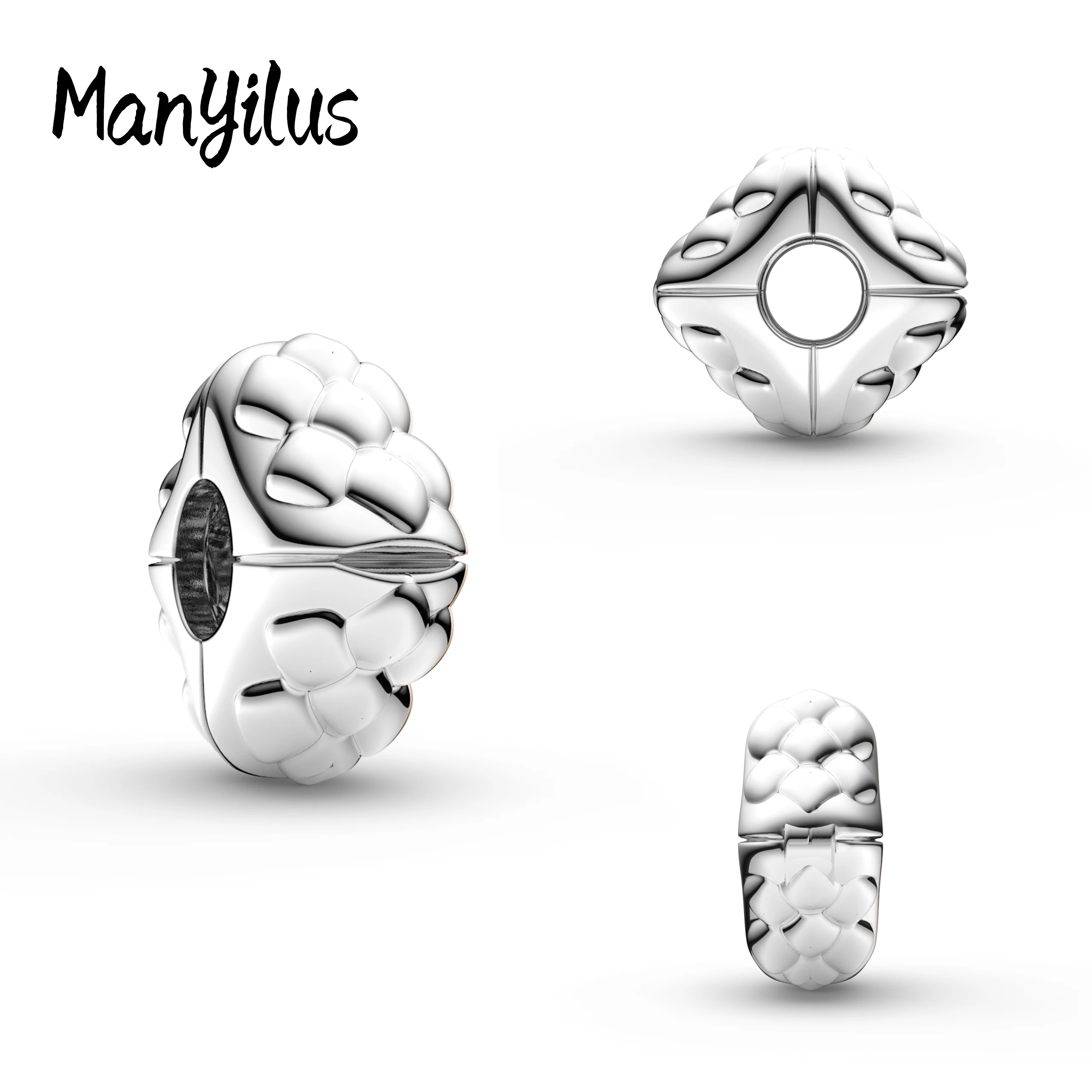 Manyilus 925 Sterling Silver Woven Texture Clip Charm Design Stopper Bead Fit European Bracelet Women Jewelry Gift