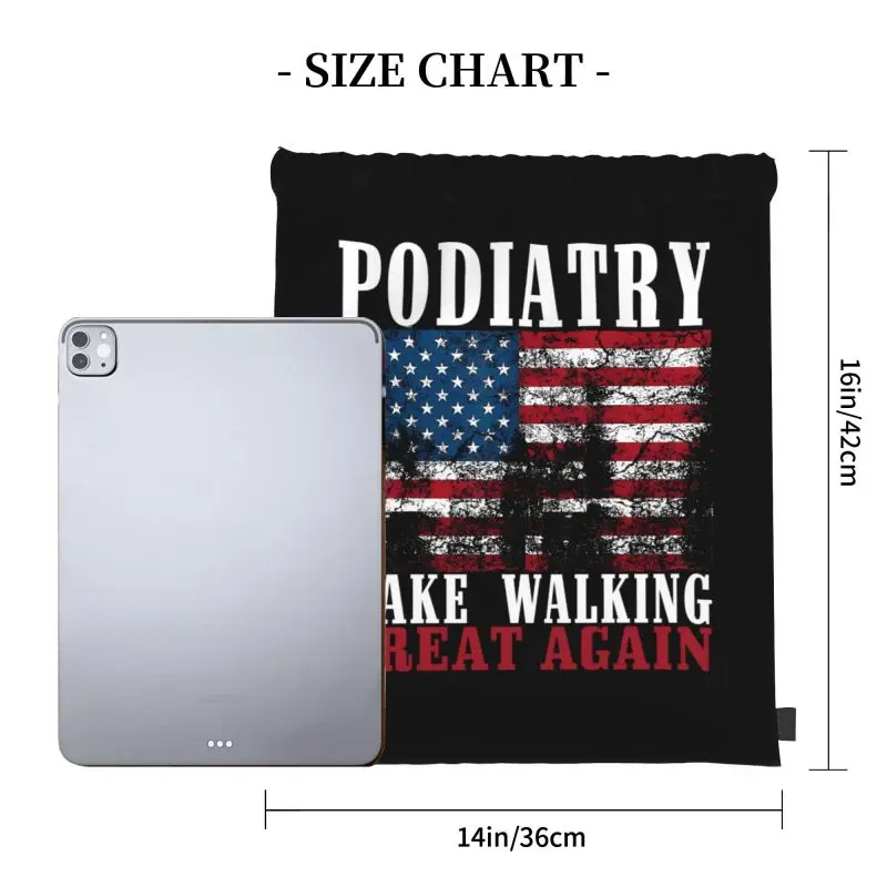 Funny Podiatrist Gift Podiatry American Flag Doctors Drawstring Bags Gym Bag Print Lightweight