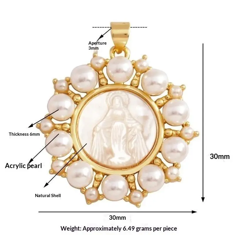 Gold Plated Natural Shell Pearl Pendants With Various Religious Designs For DIY Jewelry Making Necklace Bracelet Gifts