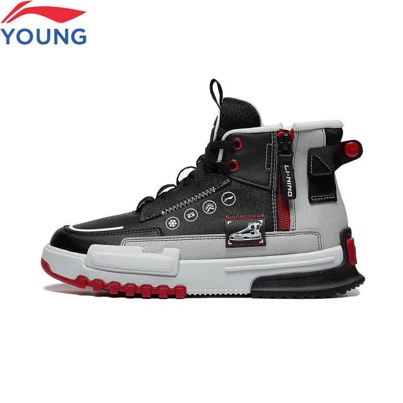 Li-Ning Kids Boys Leisure Shoes Cushion Bounce Wearable Child Sport Shoes Zipper Stable Support Comfortable Sneakers YKCT142