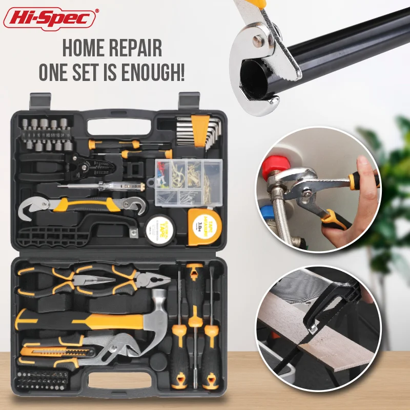 

Hi-Spec Home Repair Hand Tool Kit Socket Wrench BitHammer Auto Repair Tool Combination Package Mixed Tool Set with Storage Case