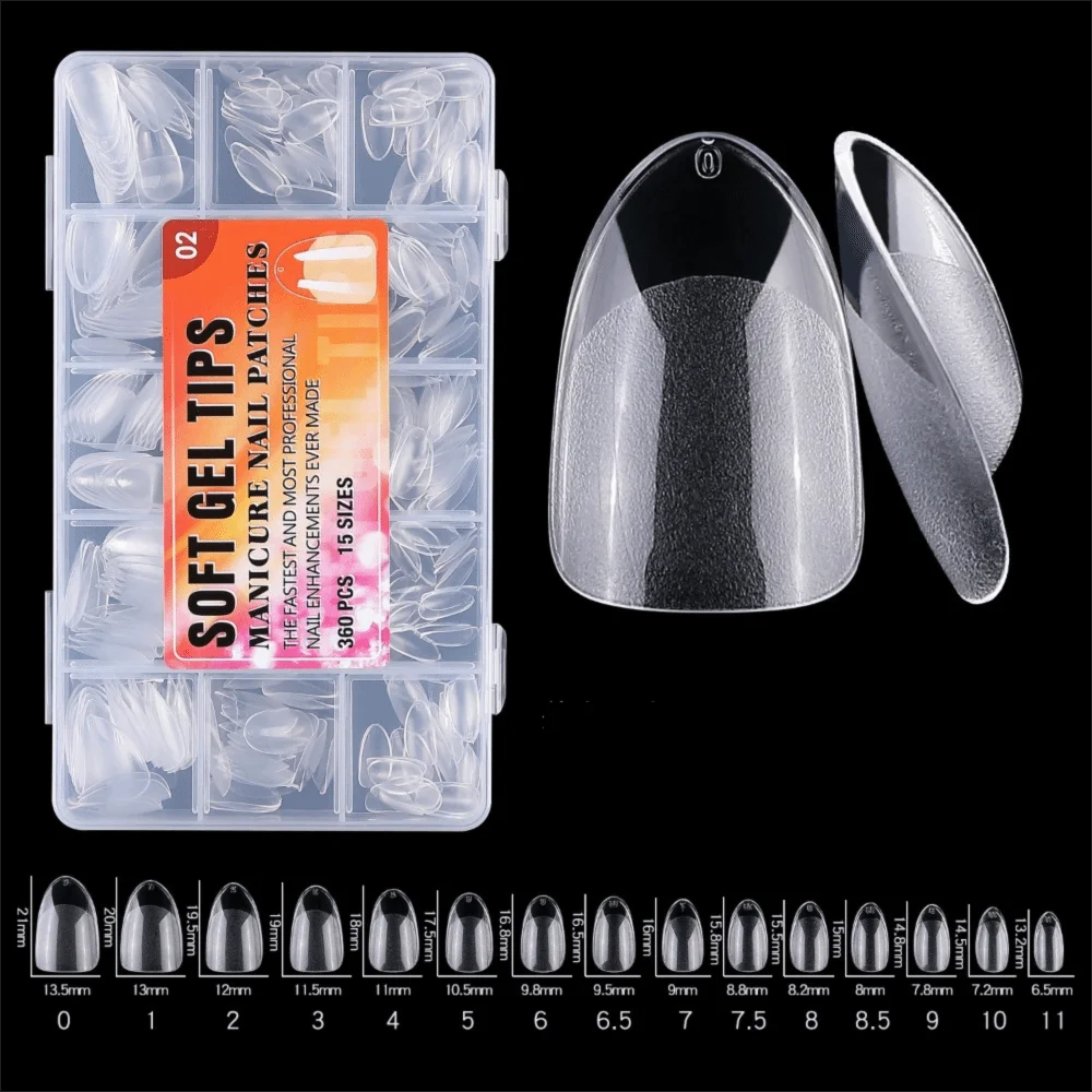 

360Pcs Ultra-short Semi-frosted Transparent Nail Plates Full Cover Acrylic Dual Nail Forms Reusable Traceless Nail Tips
