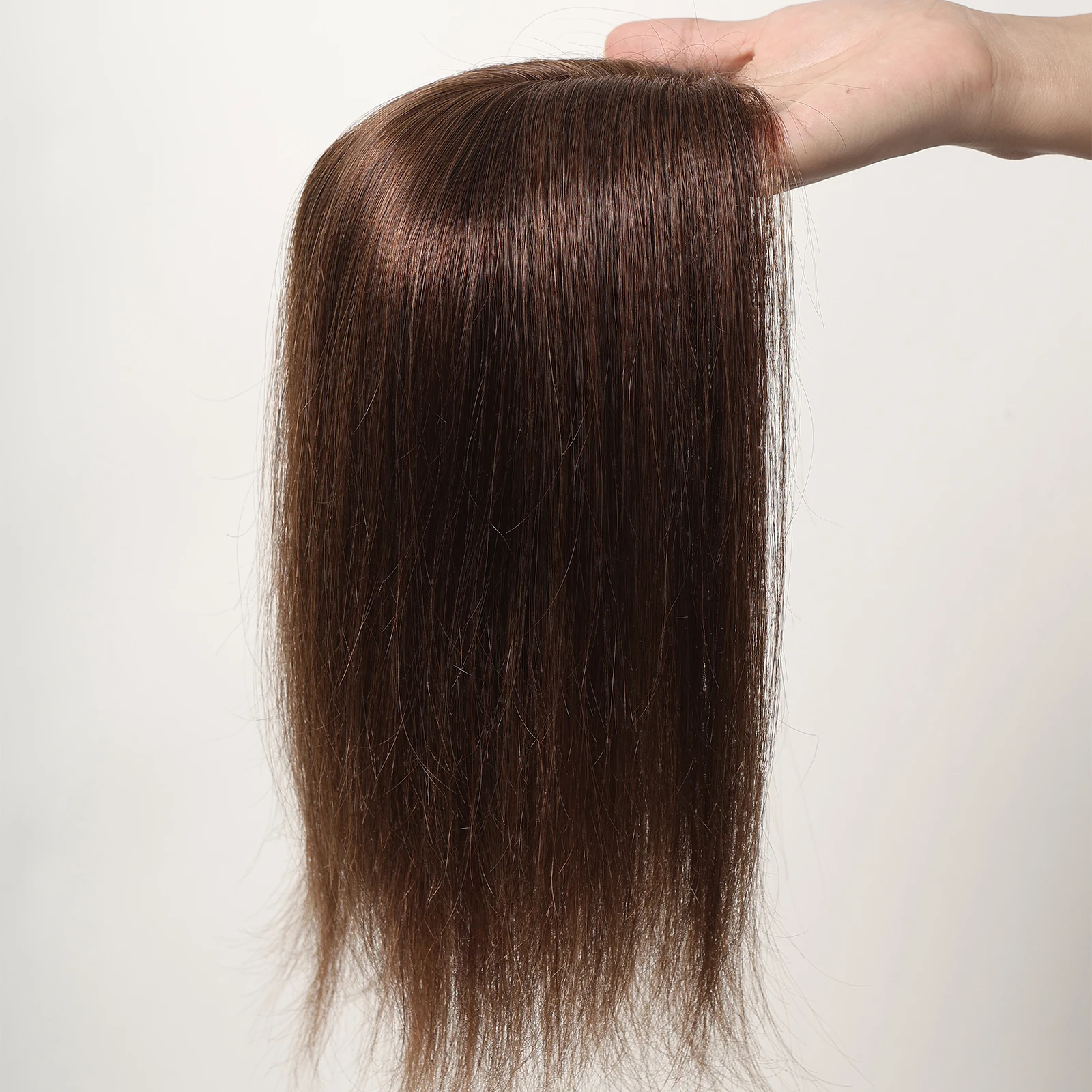 Chestnut Brown Remy Human Hair Toppers for Women with Thinning Hair in Topper Hairs Silk Base Straight Middle Part Hair Toppers