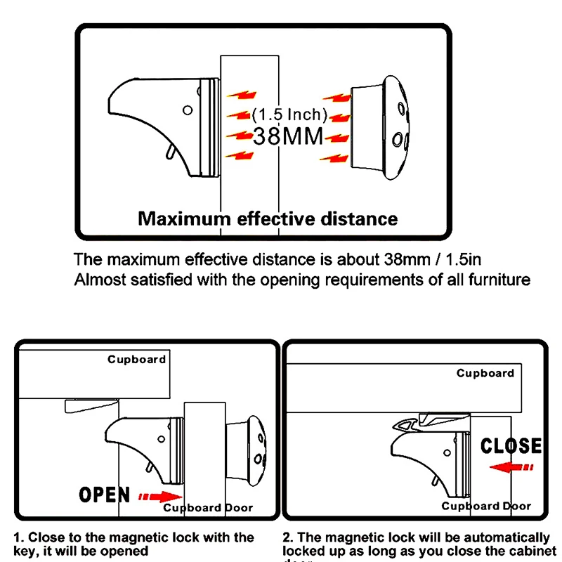 1pc  Children\'s safety drawer lock new invisible magnetic lock baby safety cabinet door lock key