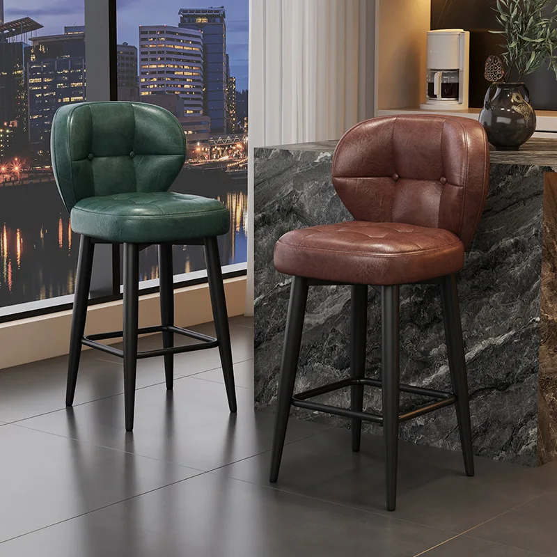 Light Luxury High-end Bar Stool Home Iron Swivel Bar Chair Designer High Chair Backrest Front Desk High Stool