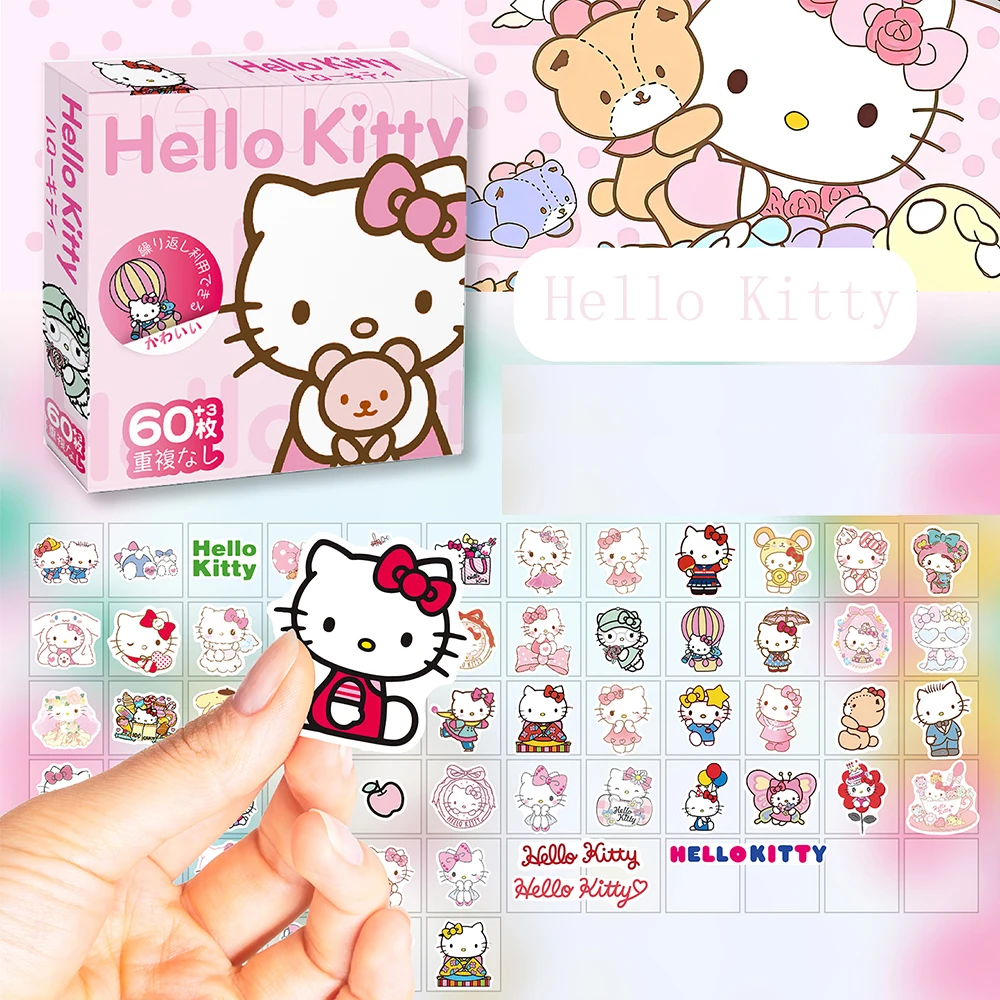 60 Stück kawaii sanrio Aufkleber Anime Kuromi Pochacco Hallo Kitty Pompon Purin Dekoration Aufkleber wasserdichte Kinder DIY Aufkleber Spielzeug