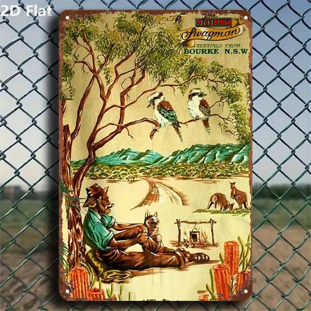 1 Stück Vintage Australisches Outback Metallschild |   8x12 Zoll (20x30 cm) Känguru/Tasmanischer Teufel Pub/Ranch Dekoration