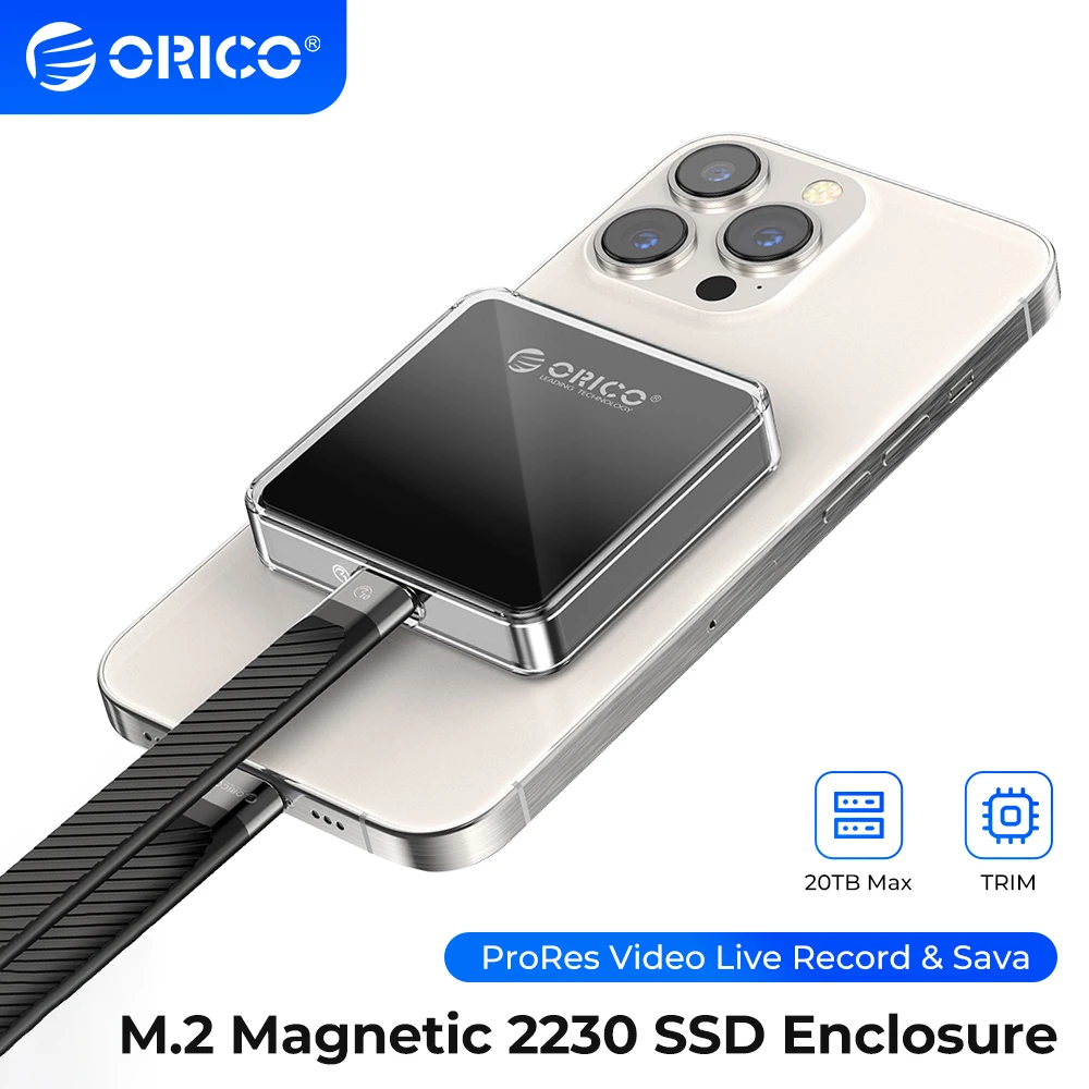 แม่เหล็ก ORICO 2230 M.2 NVMe SSD enossrec อะแดปเตอร์ภายนอกสำหรับ iPhone 15 PRO MAX ProRes MacBook 10Gbps M.2เป็น USB