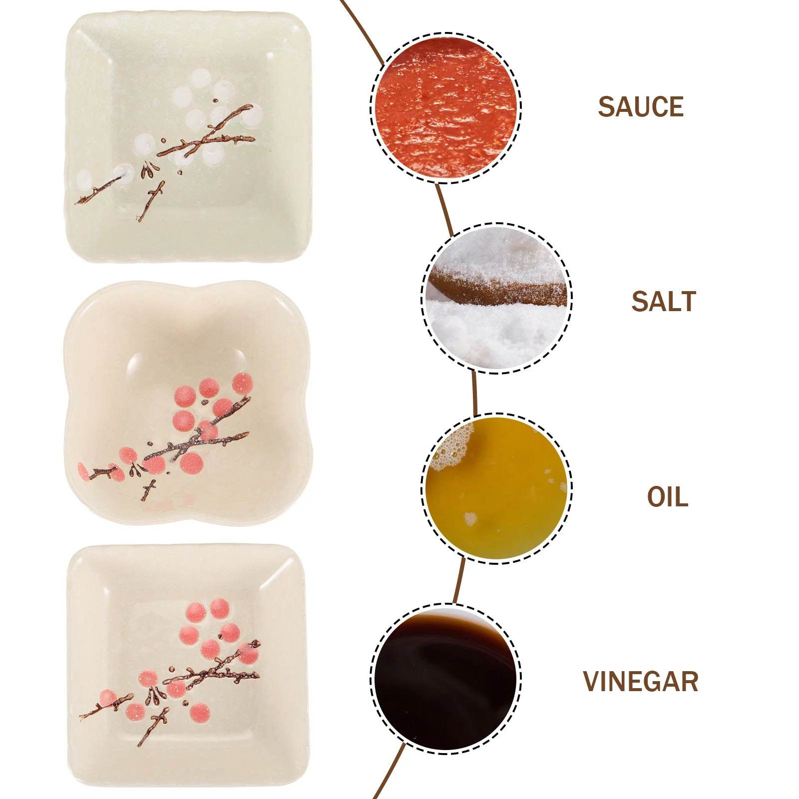 

4Pcs Ceramic Sauce Plate Plum Blossom Design Seasoning Dishes for Flavor Snack Appetizer Household Dipping Dish Food Sauce