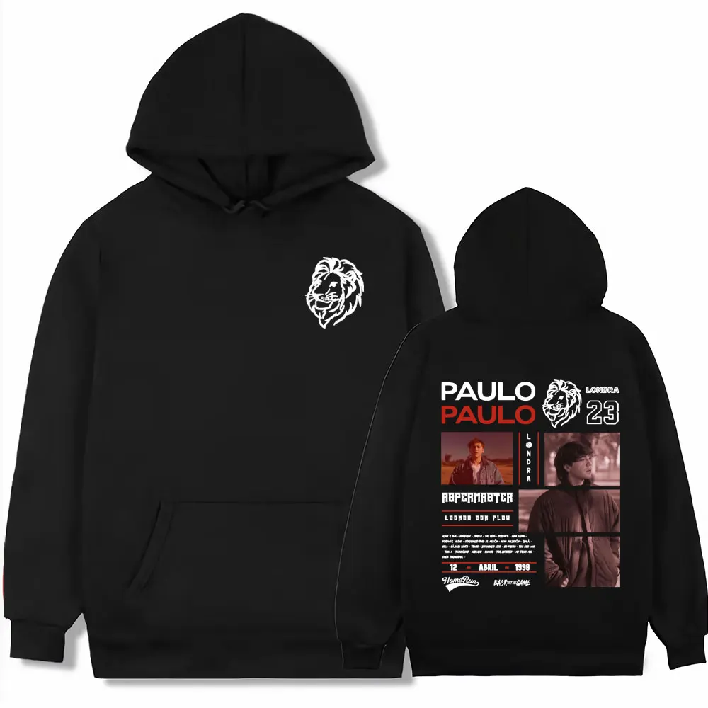 مغني الراب باولو لوندرا هومرون الجرافيك هودي الرجال النساء الهيب هوب خمر بلوزات فضفاضة عالية الجودة عادية كنزة بغطاء رأس من الصوف البلوز