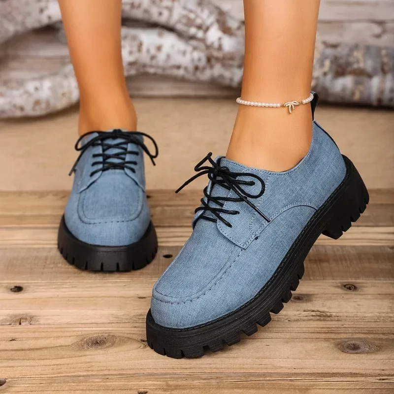 

2025 Women's Shoes Loafers Women's High Heels Platform Office Pumps Women Round Toe Med Heel -tied Plus Size Shoes Female