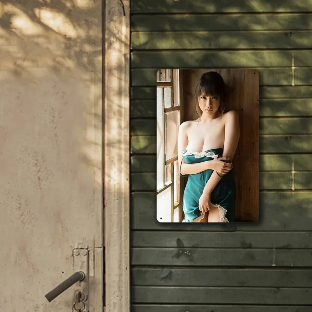 خمر الألومنيوم تسجيل امرأة آسيوية صورة ظلية جدار الفن 8x12 بوصة مقاوم للماء ديكور المنزل بار #4