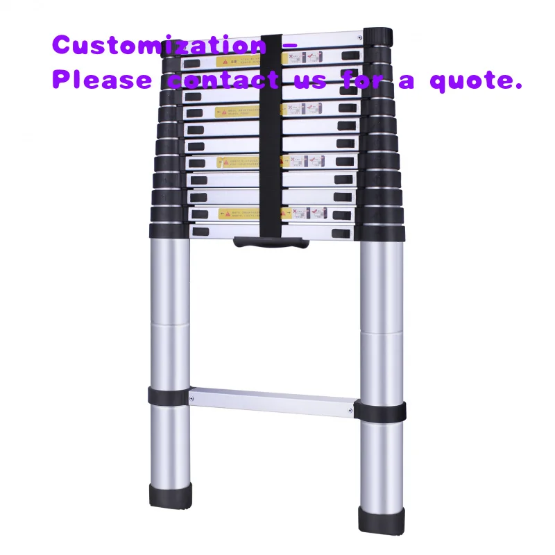 custom.Collapsible Telescopic 1.20mm Aluminum Ladder Coreit Silver 15 OEM Foldable EN131 Modern Design Villas