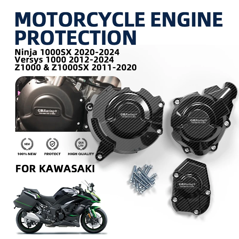 GBRacing V2 protector de motor de moto For KAWASAKI Z1000 Z1000SX 2011-2020 Versys 1000 2012-2024 New Secondary Engine Cover Set
