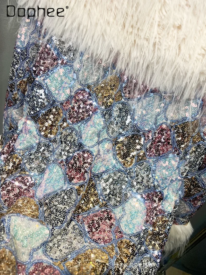 Winter New Fashion Heavy Industry European Style Mink Fur Plush Thickened Eco-Friendly Fur Coat Women Warm Loose Mid-Length Fur