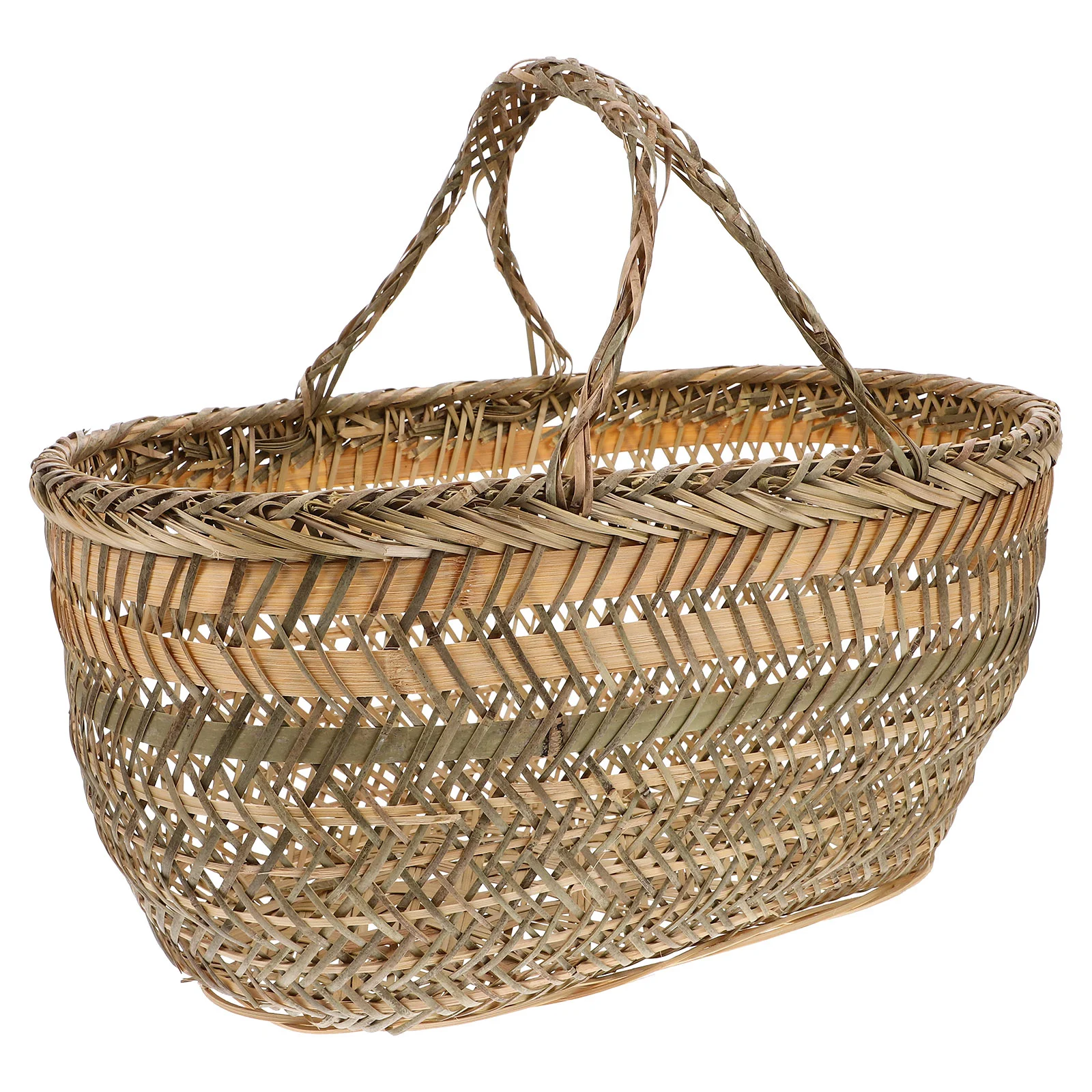 

Bamboo Storage Basket Creative Handle Bag Delicate Picnic Container Handbag Holder for Shopping Portable