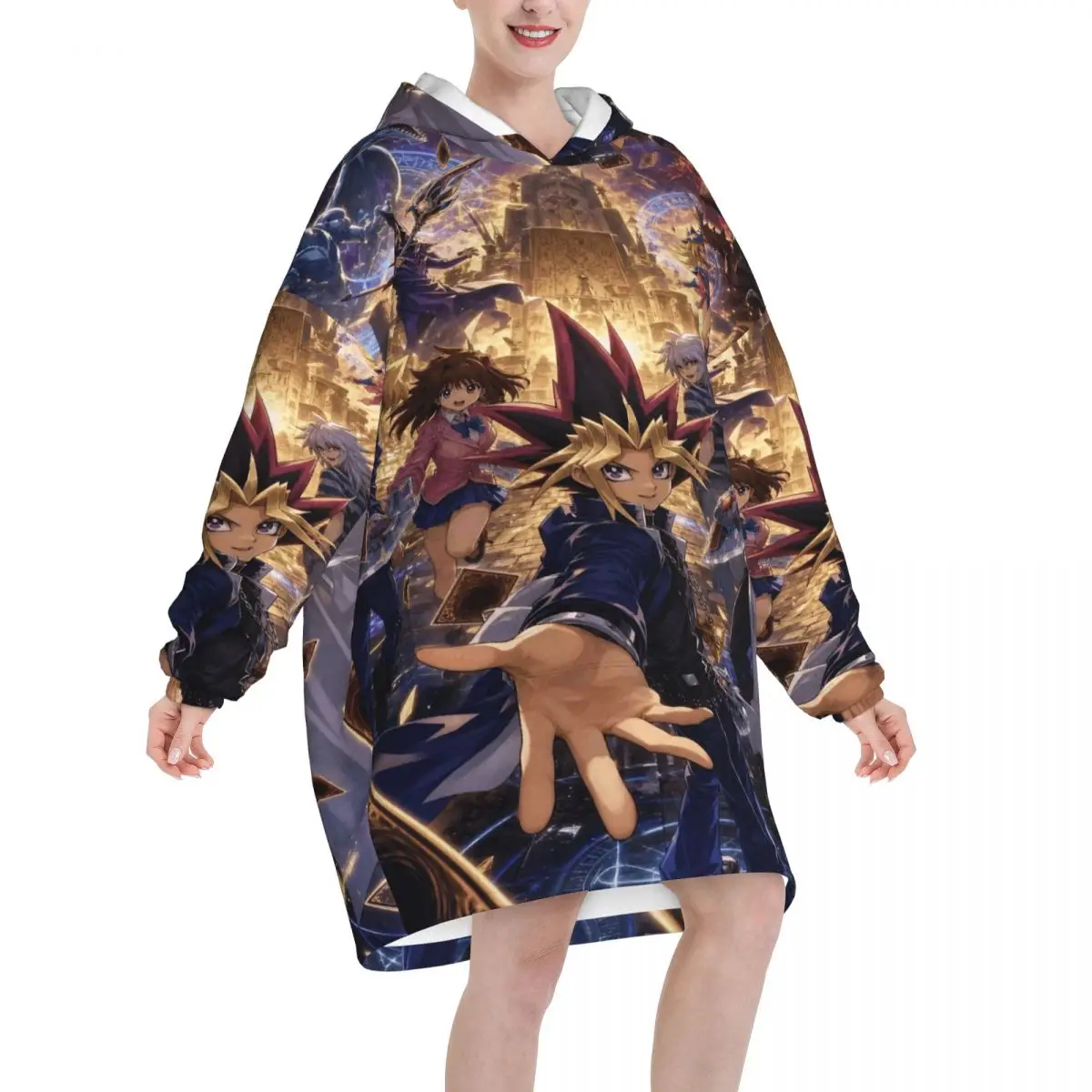 Yu-Gi-Oh Blanket Hoodie Oversized Wearable Sweatshirt Blanket Warm Gifts for Women Girls Girlfriend