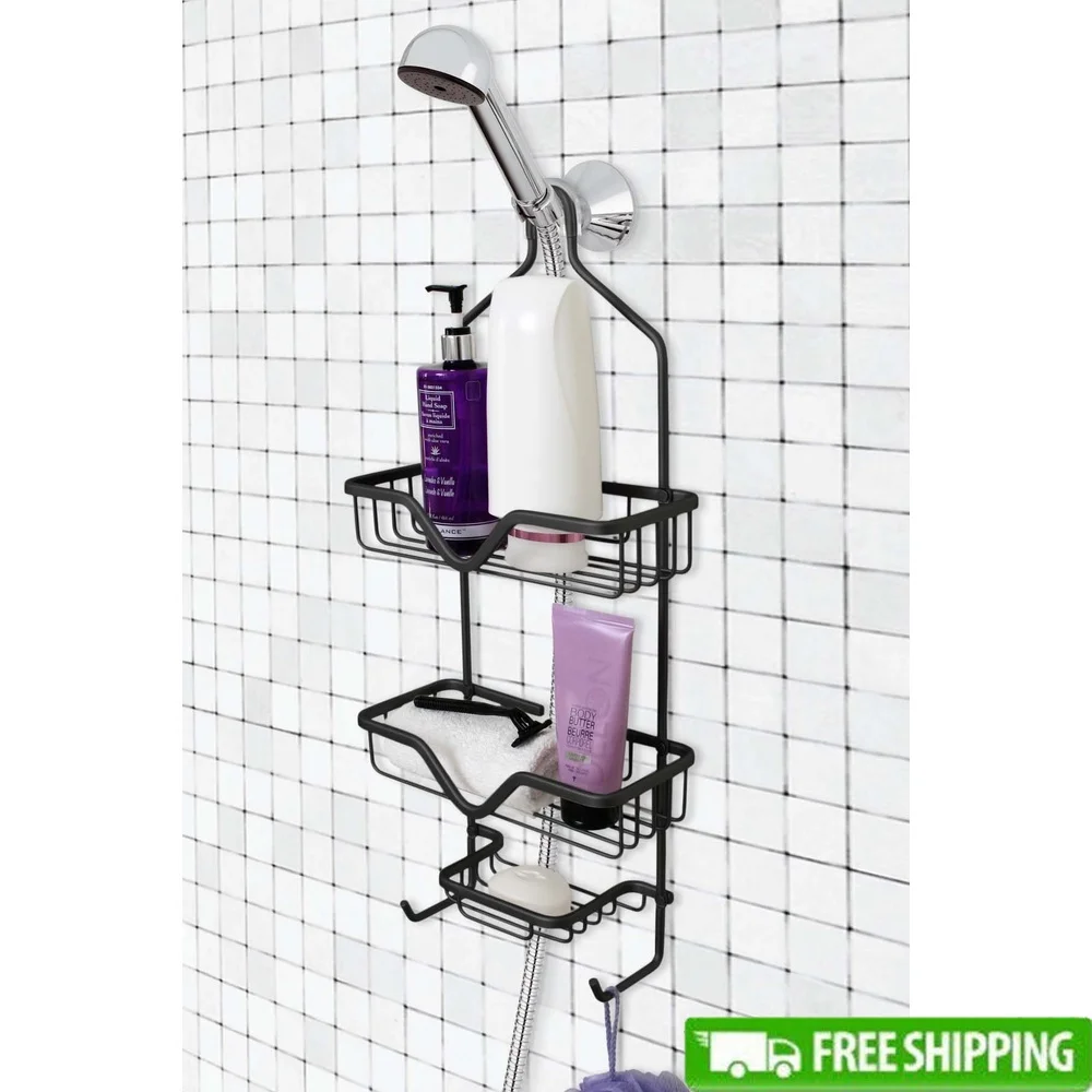 

Алюминиевая душевая кабина, двухъярусный органайзер с мыльницей, крючки для бритвы, решение для хранения в ванной комнате, аксессуары для шампуня и кондиционера