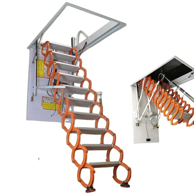 Retractable Aluminium Folding Stairs Customized Attic Ladder With Hatch Door Retractable Loft Ladder