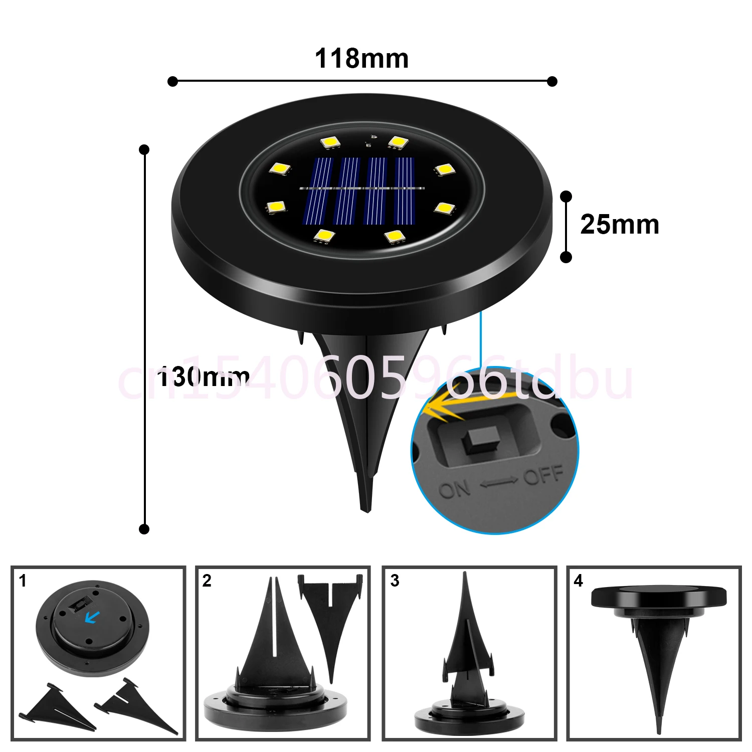 Waterproof Outdoor Lantern PathWay Floor Under Ground Spot Lamp 8LED Solar Lawn Yard Buried Solar Lights Solar Garden Light