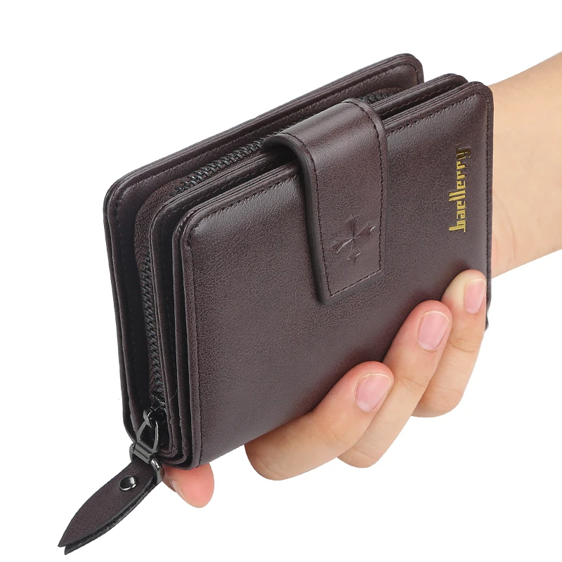 Trendige Herren-Geldbörse mit Schnalle, kurze Geldbörse im schlichten Street-Style, modisches Herren-Accessoire mit mehreren Kartenfächern, multifunktionale Herren-Geldbörse mit großem Fassungsvermögen. – Detail 8