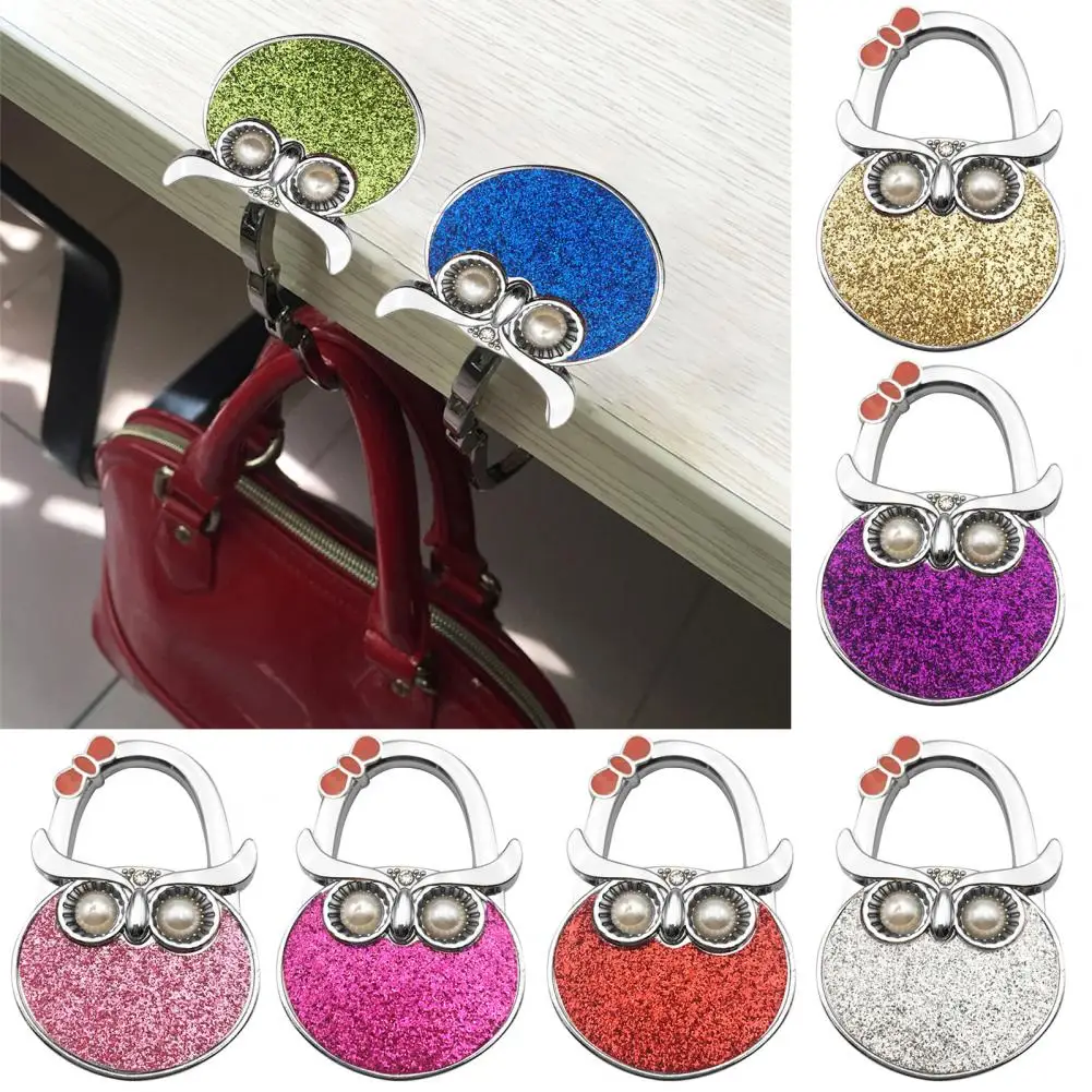 Chic Bag Hook High Hardness Shiny Long Lasting Strong Strength Foldable Handbag Hanger