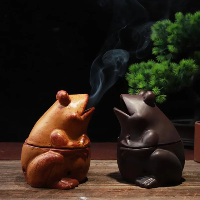 Creative Porcelain Frog Coil Incense Burner Sandalwood Aroma Burner Smoking Chan Censer Decoration for Home