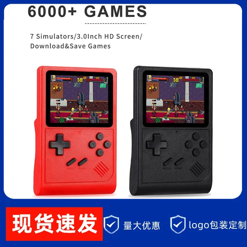GB300 ريترو المحمولة مشغل ألعاب محمول 800mAh 3.0 بوصة شاشة تلفزيون لعبة فيديو وحدة التحكم AV الناتج المدمج في 8G 6000 + ألعاب