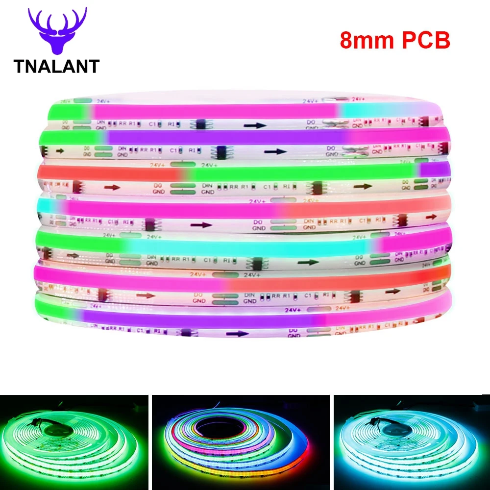 

DC24V WS2811 COB Светодиодная лента 8 мм PCB 720 светодиодов/м Гибкая лента высокой плотности Dream Color Адресная лента COB Lights