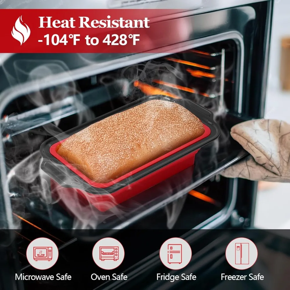 مقلاة رغيف خبز من السيليكون مقاس 12 بوصة مع إطار معدني معزز قالب خبز غير لاصق قابل للطي لكعك البراونيز محلية الصنع رغيف اللحم #2