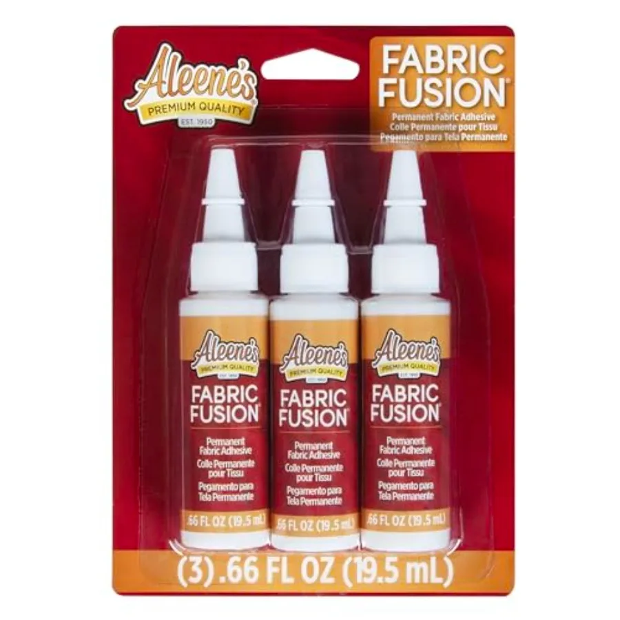 

Fabric Fusion Glue.66 oz 3-Pack, Permanent and Washable Adhesive, Dries Flexible, Strong Bond on Fabrics, Clothing, Denim, Poly