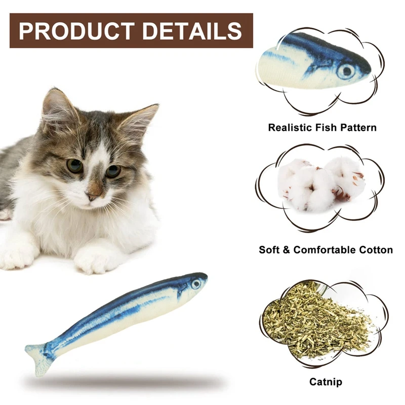 Confezione da 3 giocattoli per gatti Saury Fishtoys Cat Chew Toy Catnip Toys per gatti al coperto per gatti adulti al coperto