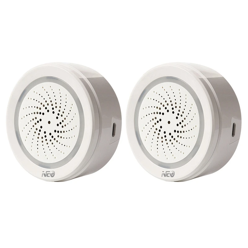 Top Deals 2X Temperature Humidity Alarm Sensor Wifi Siren Tuya Smart Life App Work With For ECHO Alexa Google Home IFTTT