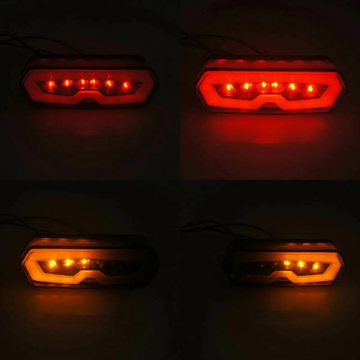 #66F Motorcycle Modificat petion Parts,12V Integrated LED Brake Tail Light for Honda Grom MSX125 (Black)