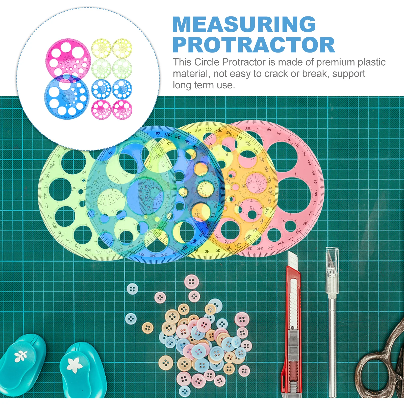 

10Pcs 360 Degree Protractor Measuring Tool High Precision Circle Ruler for Students Architects Builders Office Classroom Home