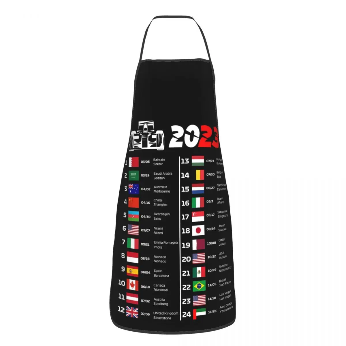 Formula One Calendar 2023 Apron Chef Cooking Baking Tablier Sleeveless Bib Kitchen Cleaning Pinafore for Women Men Painting