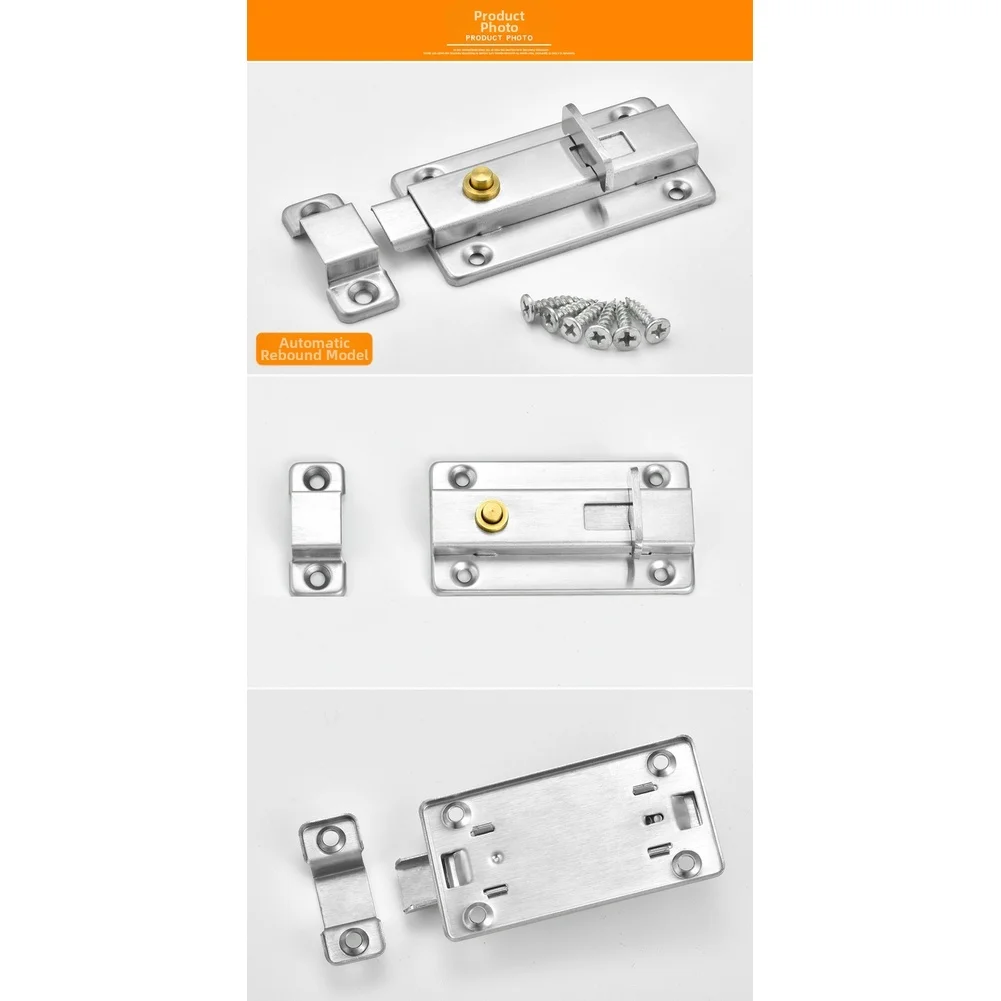 Manual Two Way Stainless Steel Spring Door Latch Bolt with Built-in Automatic for rebound and Standard Mounting Holes for Doors
