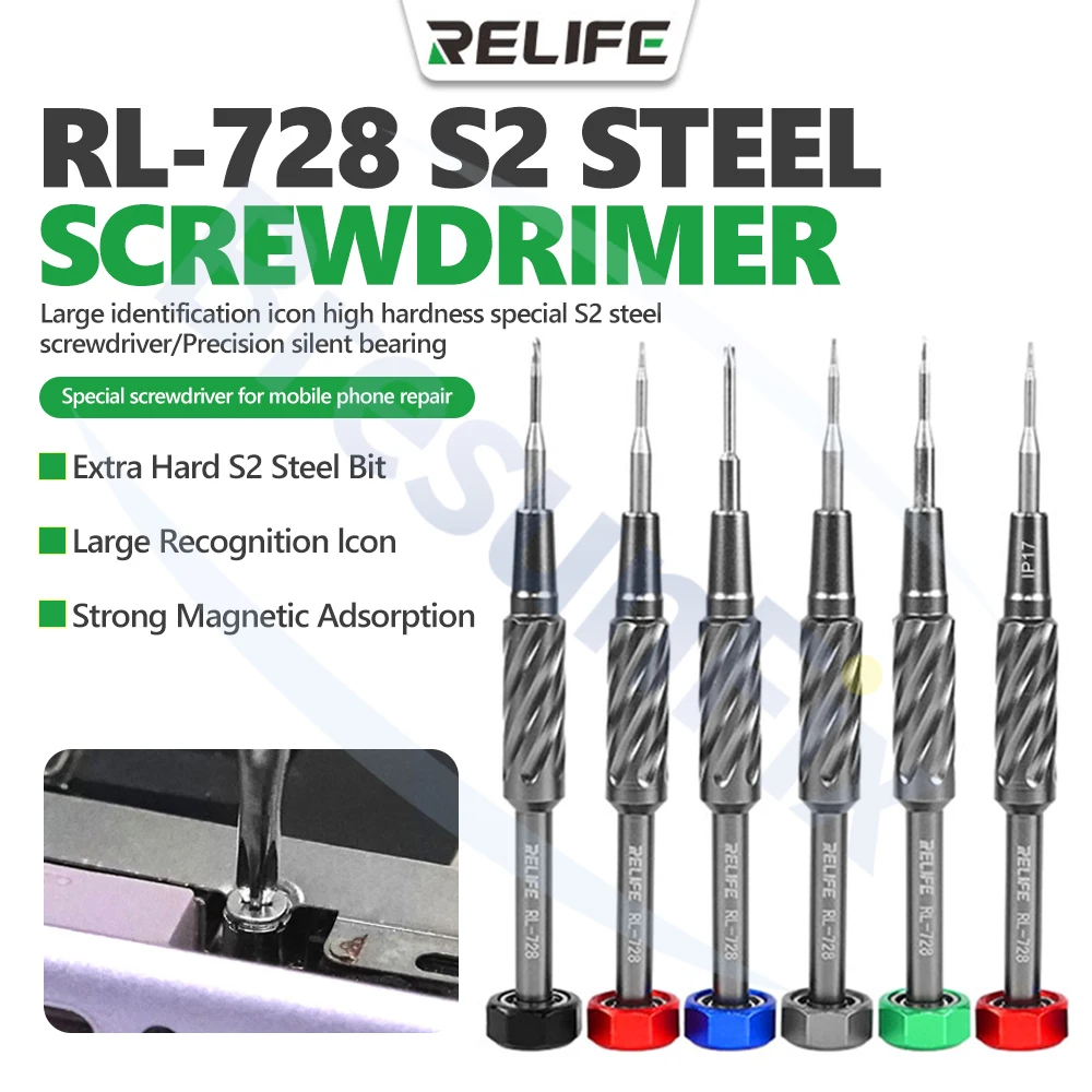 

RELIFE RL-728 S2 Steel Screwdriver with Strong Magnetic Adhesion Supports IP17 for Mobile Phone Repair Screw Removal Tool