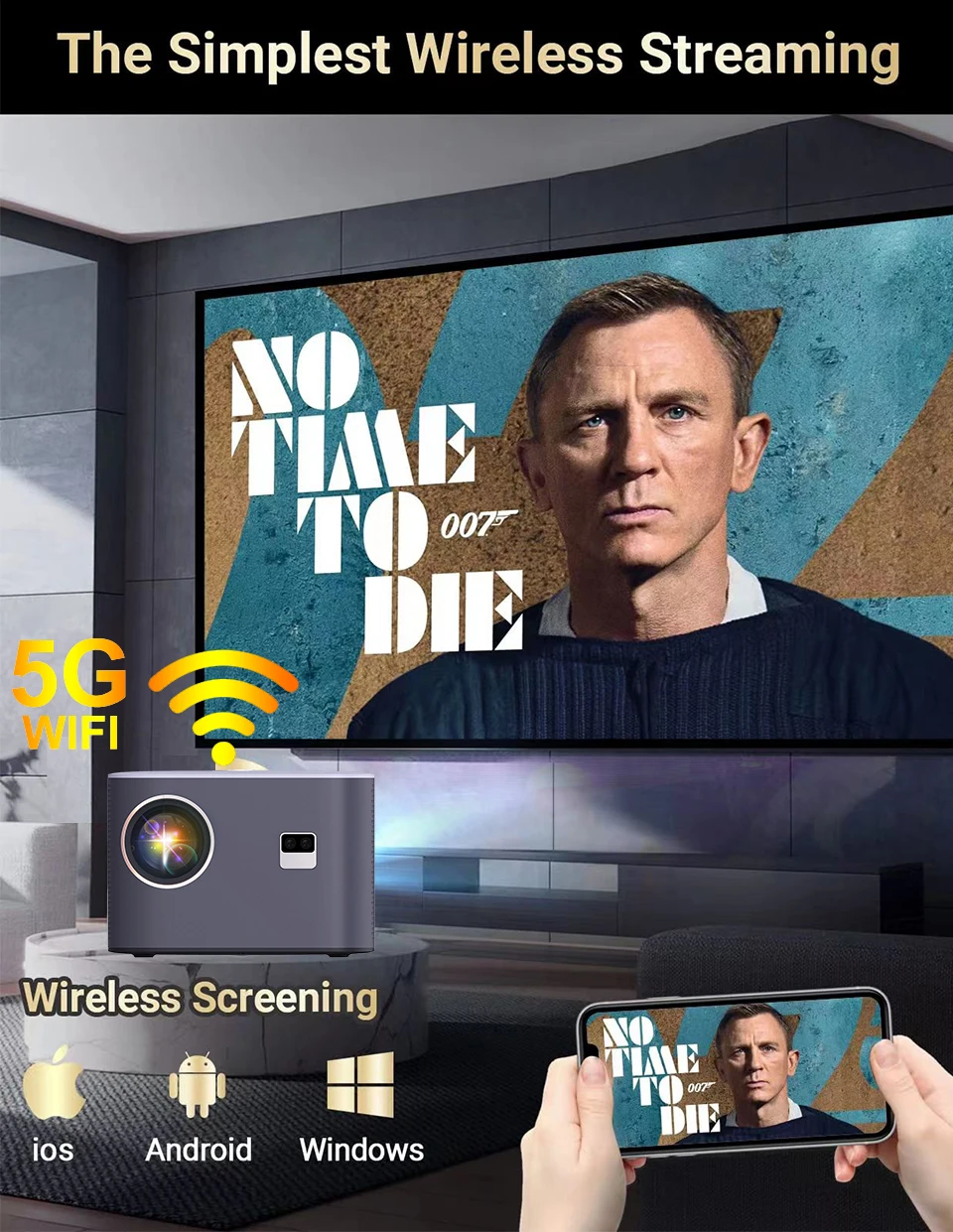 Acp 990 Proyector Aaxa Pico A10 Mini Hd ขนาดเล็ก 8K Uhd 5G 5000 Ansi Lumens 3Lcd เลเซอร์ 4K Toptro โปรเจคเตอร์ Hy300 Ai