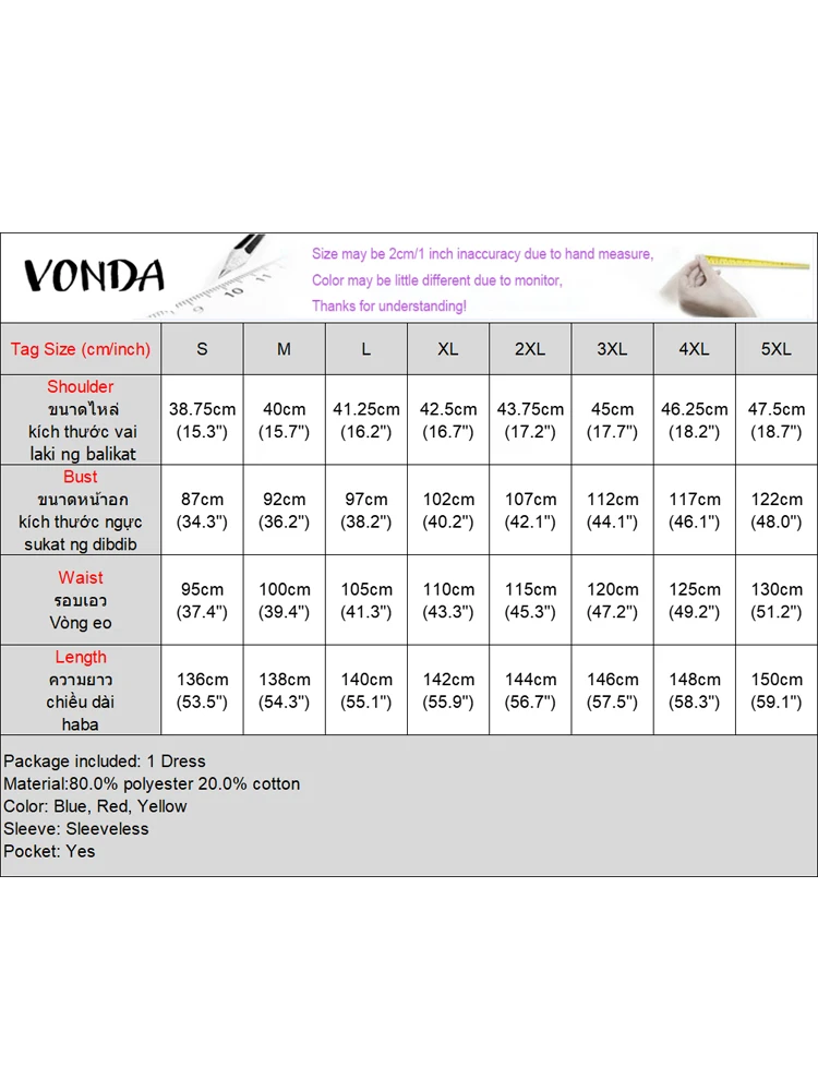 플러스 사이즈 VONDA 여성용 스트랩 체크 무늬 원피스, 보헤미안 민소매 긴 베스티도 탱크 선드레스, 캐주얼 스퀘어 칼라 로브, 5XL 여름 2025