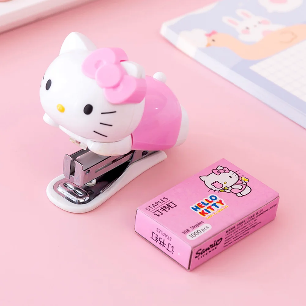 Anime Sanrio Hello Kitty Hefter Briefpapier Set Cartoon Papier Testpapier Tragbare Bindemaschine Schule Bürobedarf Geschenke