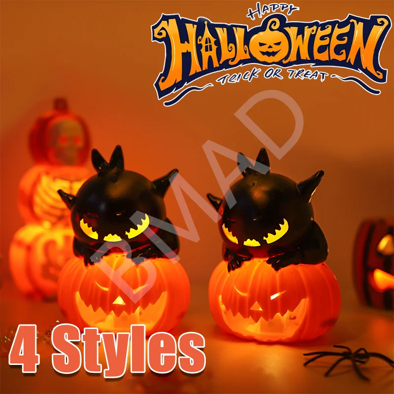 

Halloween Pumpkin Nightlight Party Decoration Props Electronic Candle Lights Party Supplies Decorations Black Cat Melon Lights
