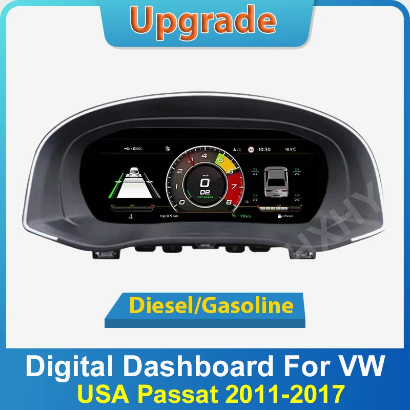 New Car LCD Digital Cluster For Volkswagen US American Passat Virtual Cockpit SpeedMeter Dash Carplay Screen Instrument Panel