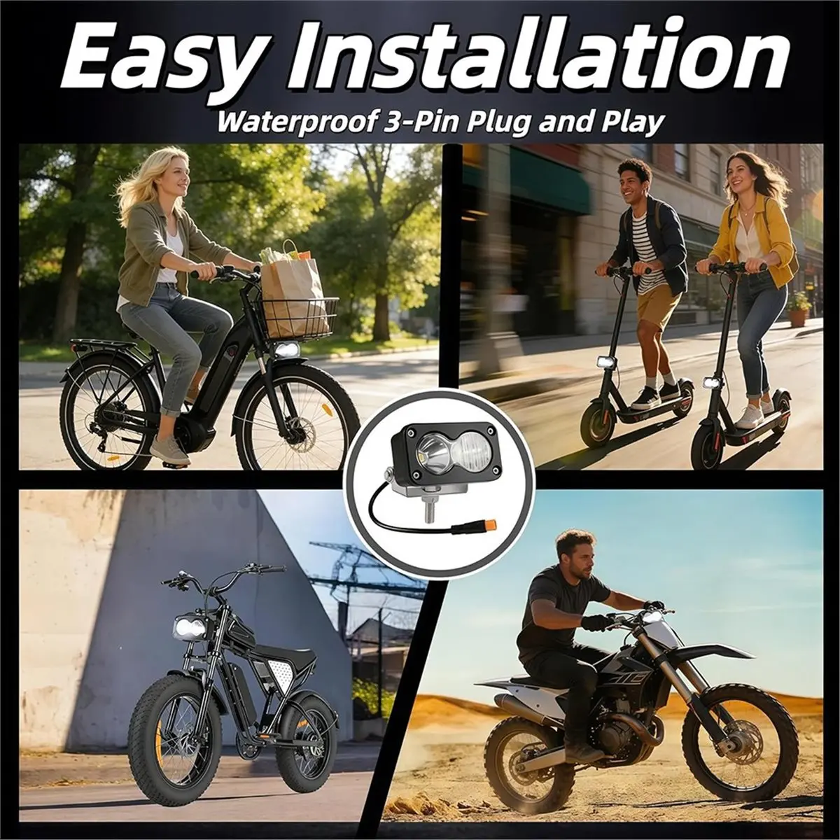 PHONE&GEAR 3inch Led Pod Spotlight Headlight for Ridstar ,,Baja Motorcycle Pickup Offroad Headlight Flood Spot Waterproof