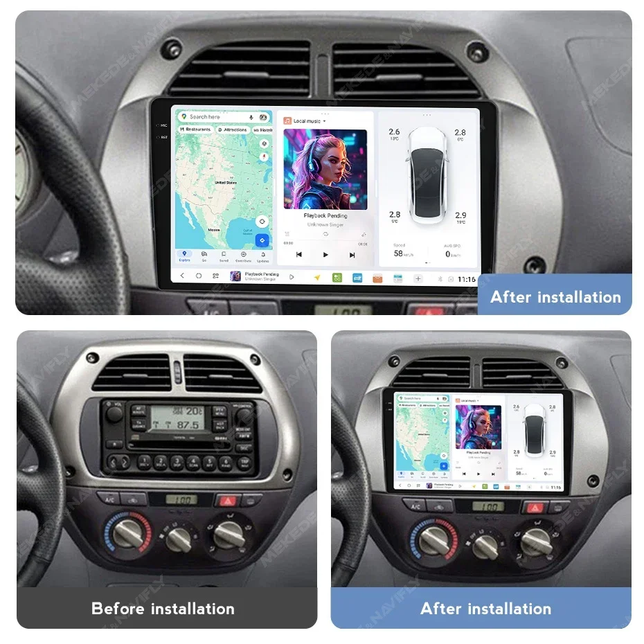 Hot 8core 4G LTE WiFi MEKEDE DUDUAUTO DUDU7 Car Radio 2k Screen Car-play Android Auto for Toyota RAV4 2001-2006