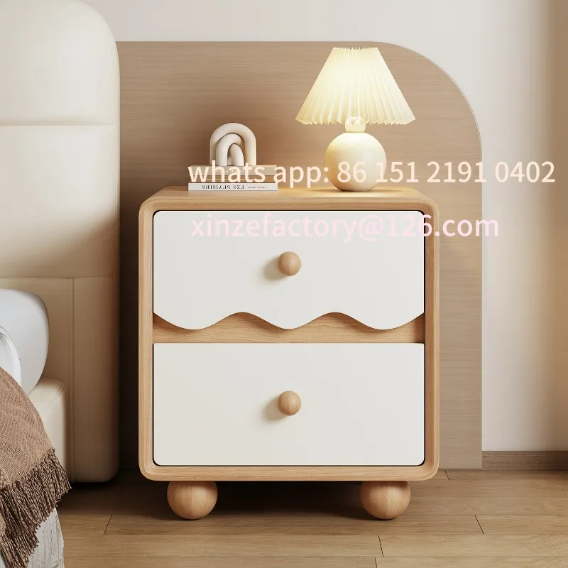 

Customizable children's bedside table Solid wood wavy small bedside table