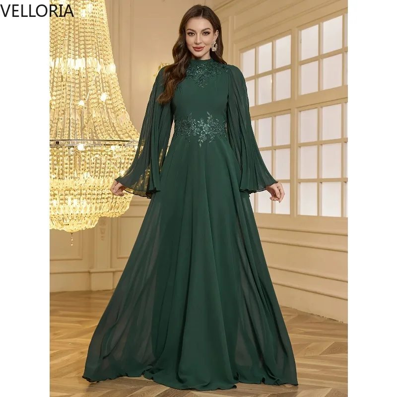 高級エメラルドグリーンのボールガウン長袖刺繍入りイブニングドレス結婚式パーティープロム用 Vestdos De Fiesta カスタマイズ