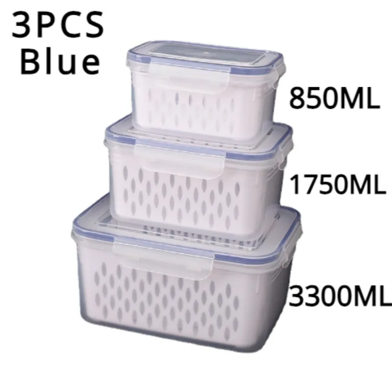 Refrigerator Storage Box, Fridge Organizer, Fresh Vegetable Fruit Boxes, Drain Basket, Containers, Pantry, Kitchen