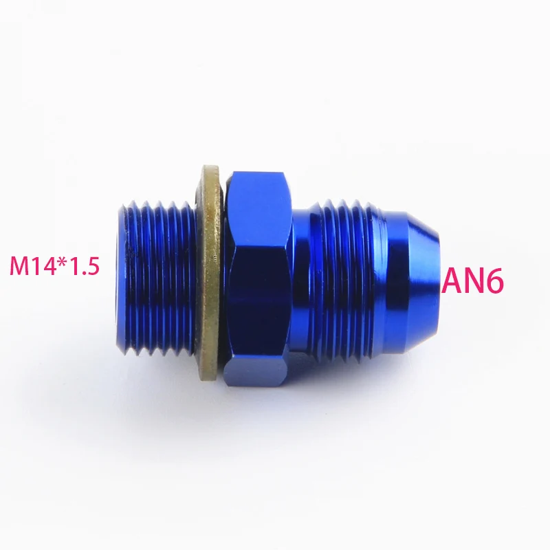 BLUE Male 6AN 6 An Flare to M14x1.5(mm) Metric straight fitting AN 6 To M14 *1.5 Port. Adapter