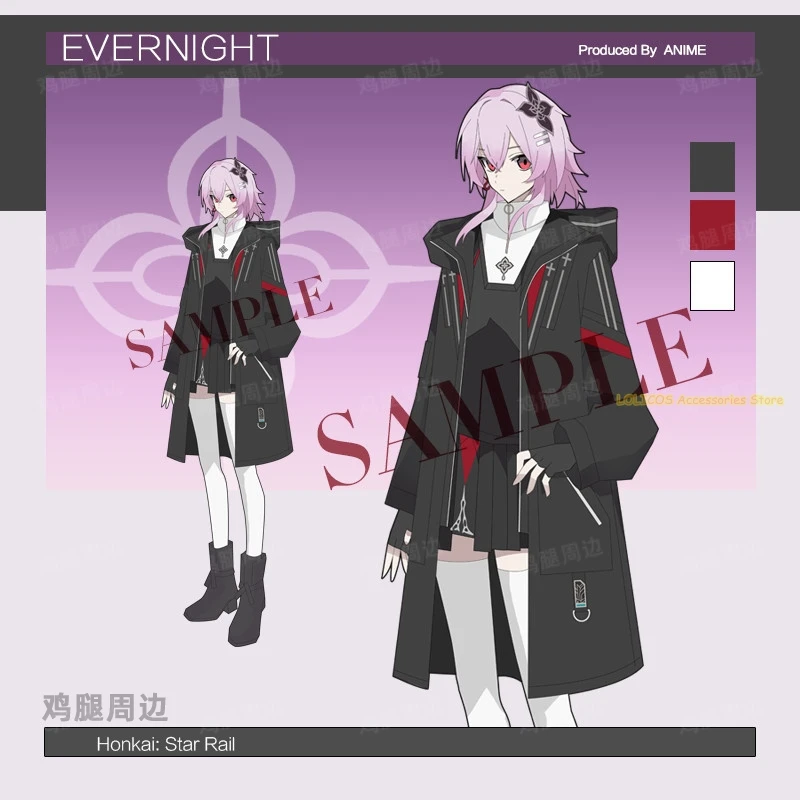Game Evernight Honkai: Star Rail Autumn Winter Unisex Wind Coat Cosplay Costume Windbreaker Jacket Hoodie Tops Skirt Suit